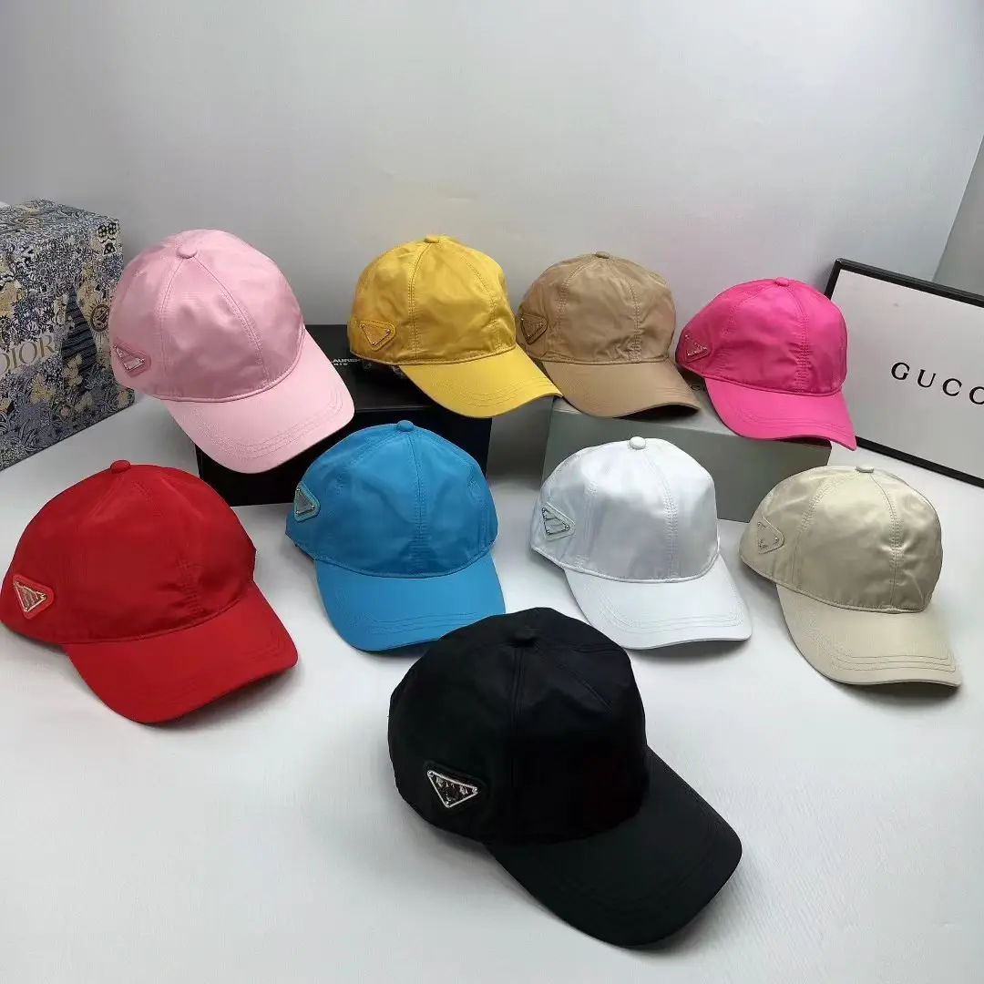 High-Quality P Family Baseball Cap Ins Style Inverted Triangle Iron Label Sun Protection Peaked Cap Casual Versatile Sun Hat for Men and Women