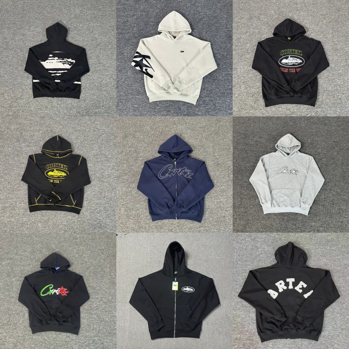 25Ss New European and American Simple Embroidered Letters Trendy High Street Loose Cardigan Hooded Sweatshirt Straight Pants Autumn and Winter