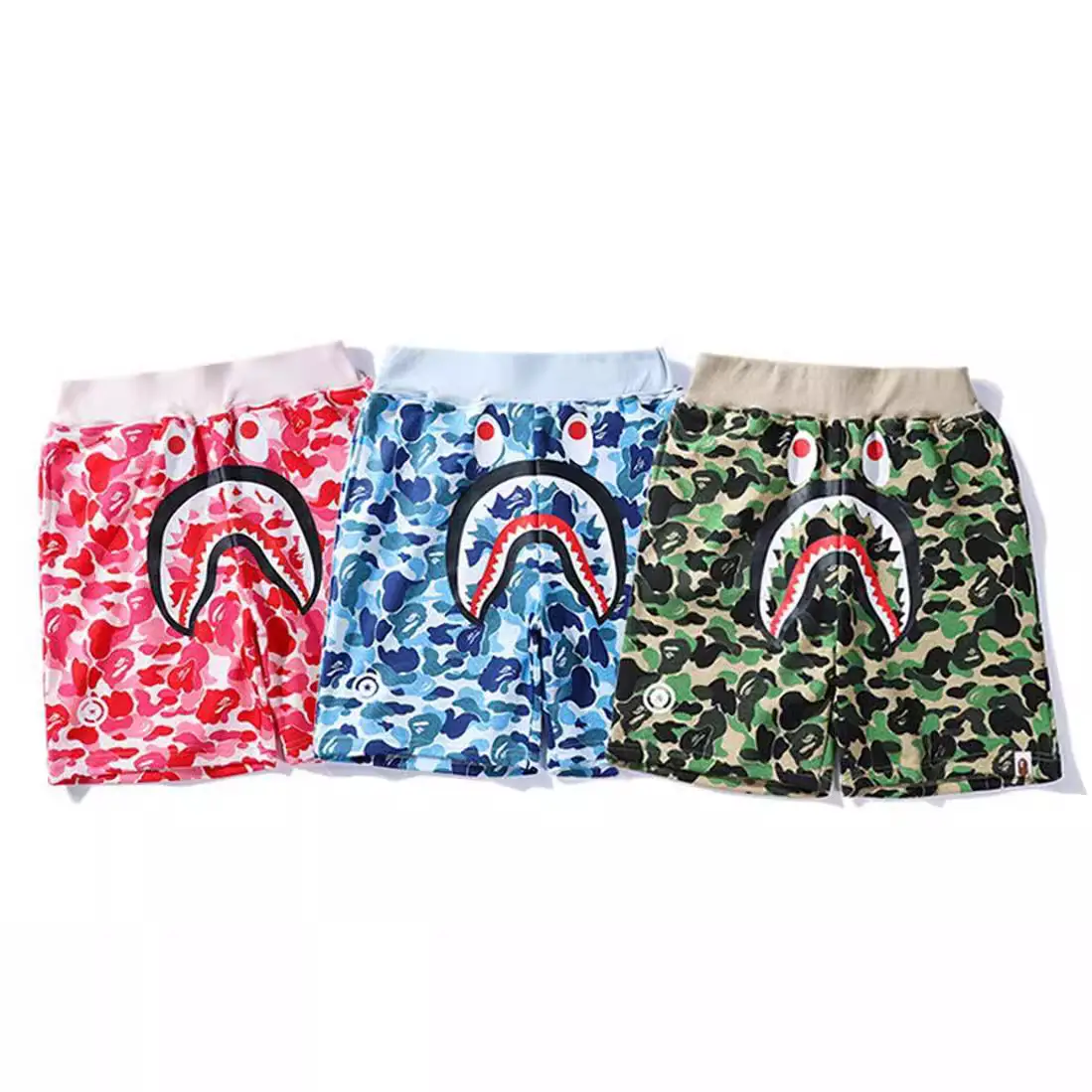 BAPE Shark Camouflage Print Casual Shorts Men and Women Casual Shorts Cotton Sports Casual Shorts