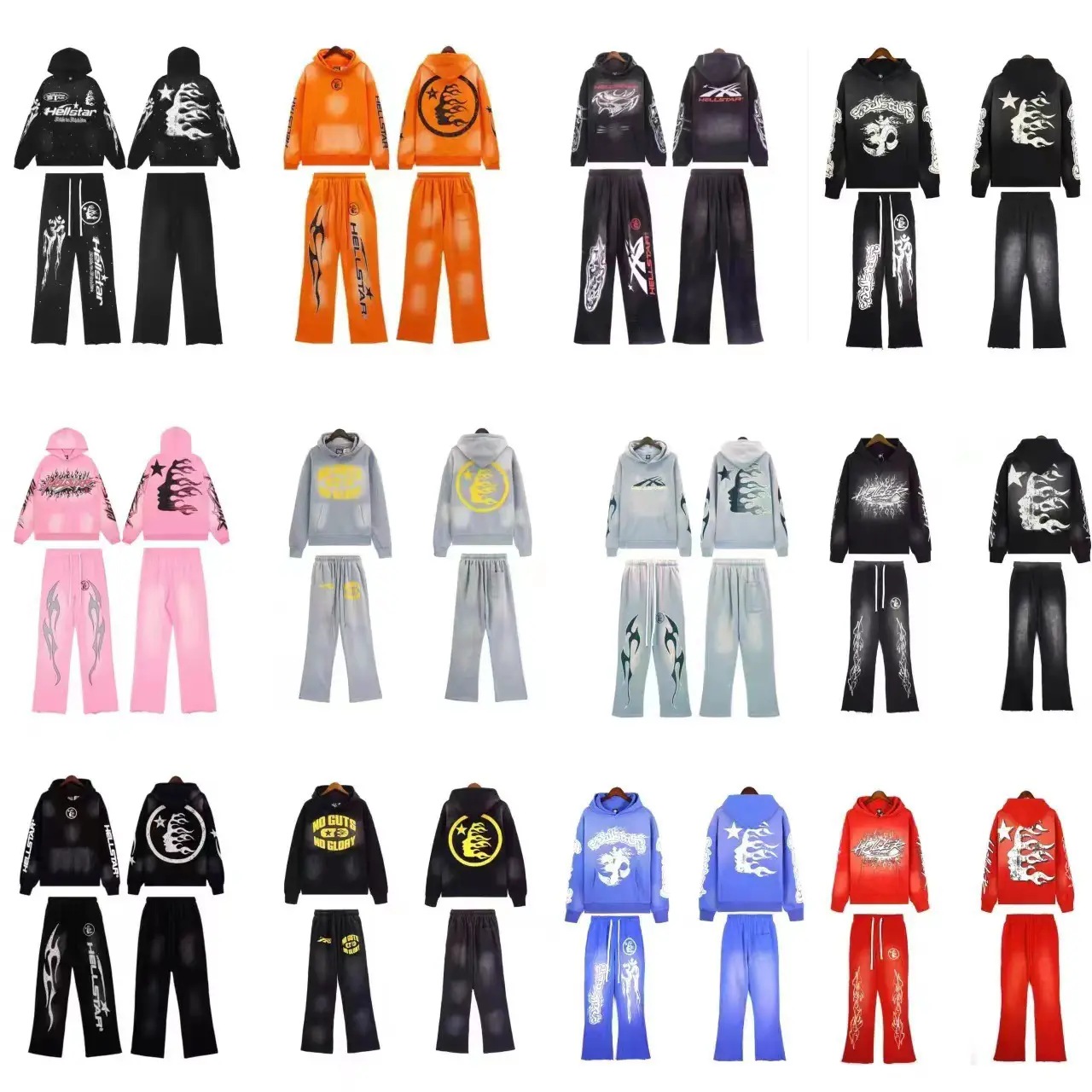 New Trendy Brand Men's and Women's Fashion Suits Retro Ins Paint Mud Dyed Beauty Trendy High Street Hand-Painted Graffiti Sweatshirts