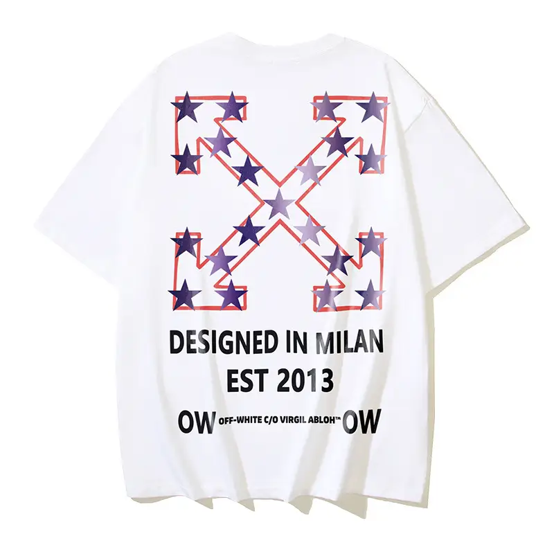 2023 Summer New European and American Fashion Brand OW Bulls Basketball NBA Short-sleeved Men's and Women's Couple plus size Loose T-shirt