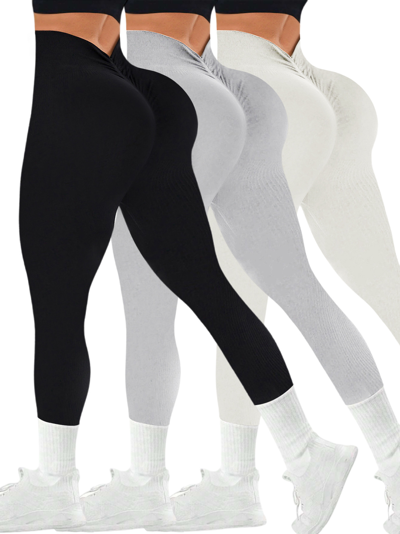 European and American Rear V-Waist Seamless Yoga Pants Women's Slim-Fit Quick-Drying Sports Leggings Hip-lifting Long Threaded Fitness Pants