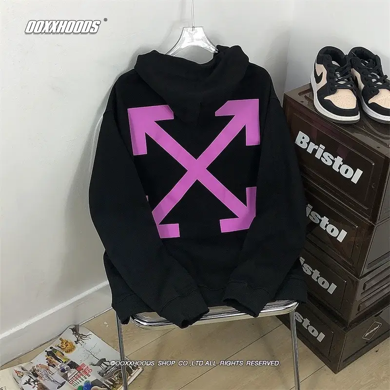 Oil Painting Religious Wind Yellow Purple Arrow Hoodie off Trendy Fashion Abstract Stylish Niche style Cool Sweatshirt Outwear