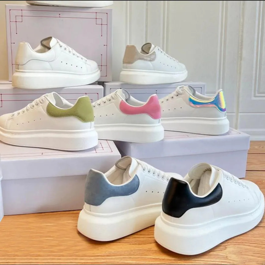 In-Stock High Version Mcqueen White Sneakers Thick-Soled Versatile Women's Shoes Men's Sports Shoes Couple Height-Increasing Casual Low-Top Sneakers