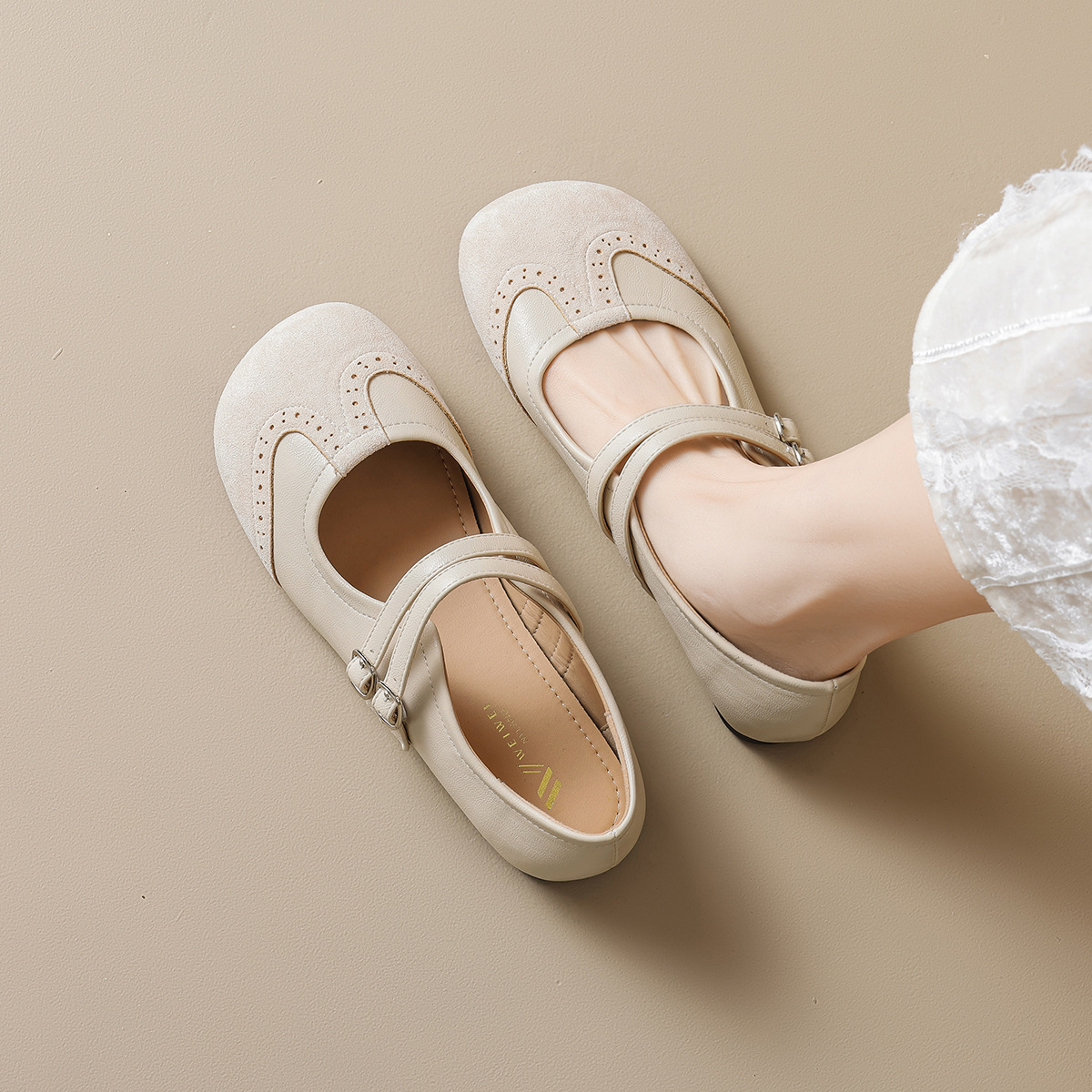 Weimei Girl 6696-25 French Retro Commuter Evening Shoes for Women, Soft Sole, Comfortable Ballet Mary Jane Shoes