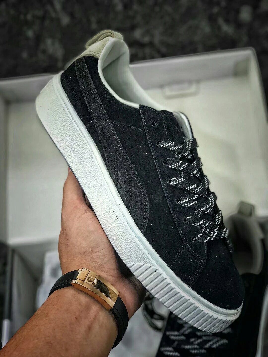 PUMA X LIFUL Suede “太极黑白” 蕾哈娜厚底增高松糕鞋365612 彪马