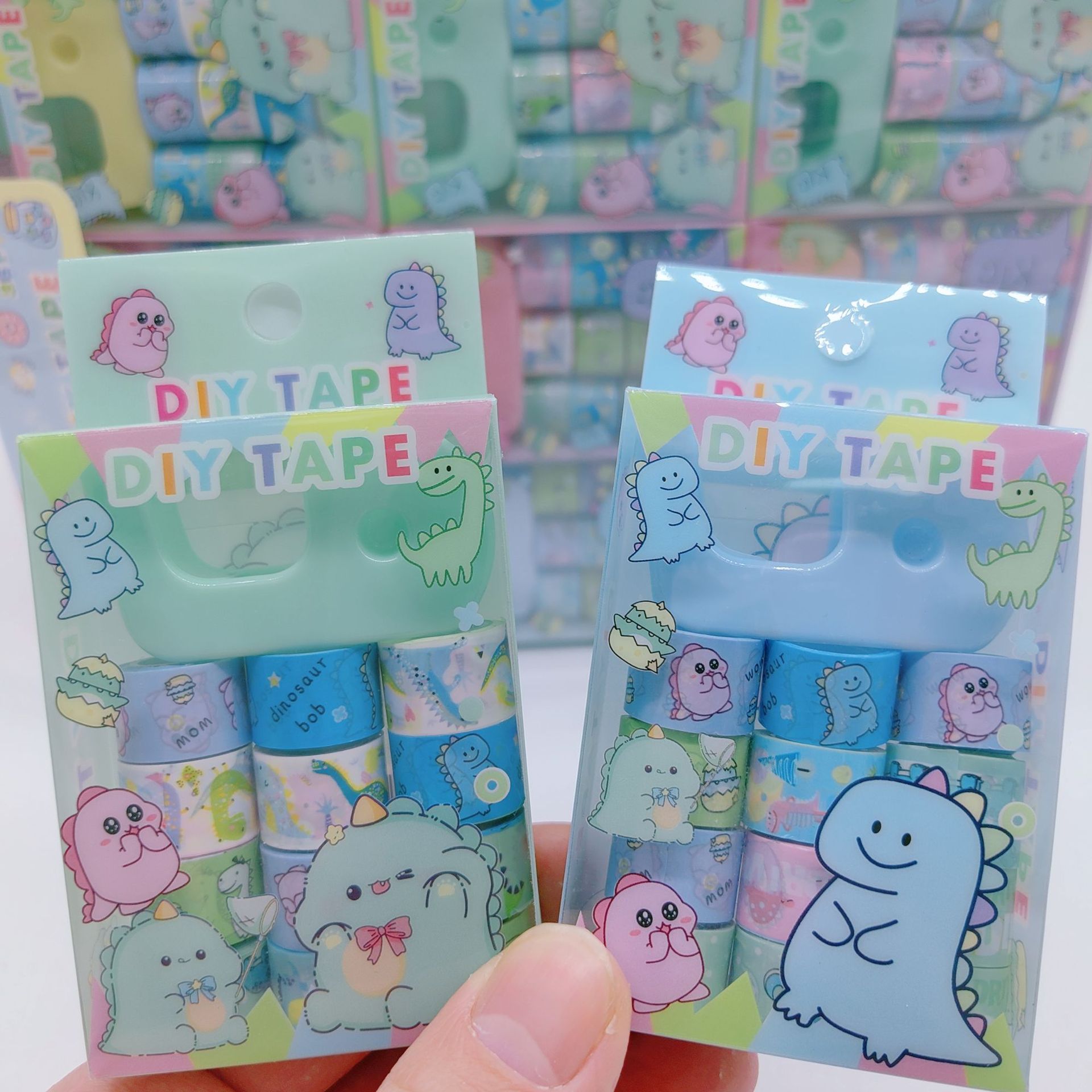 Cartoon Dinosaur 12-Roll Set Mini Washi Tape DIY Planner Stickers Student Girly Planner Tape