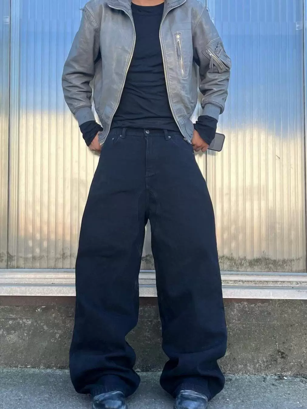 No Faith Studios Stereo Cut Loose Casual Baggy Wide-Leg Washed Scimitar Black Jeans for Men QC-foto van TAOBAO op Qualit.ly