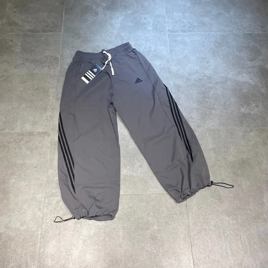 2187 Adidas阿迪达斯 碳灰色三条杠九分裤抽绳运动裤情侣款