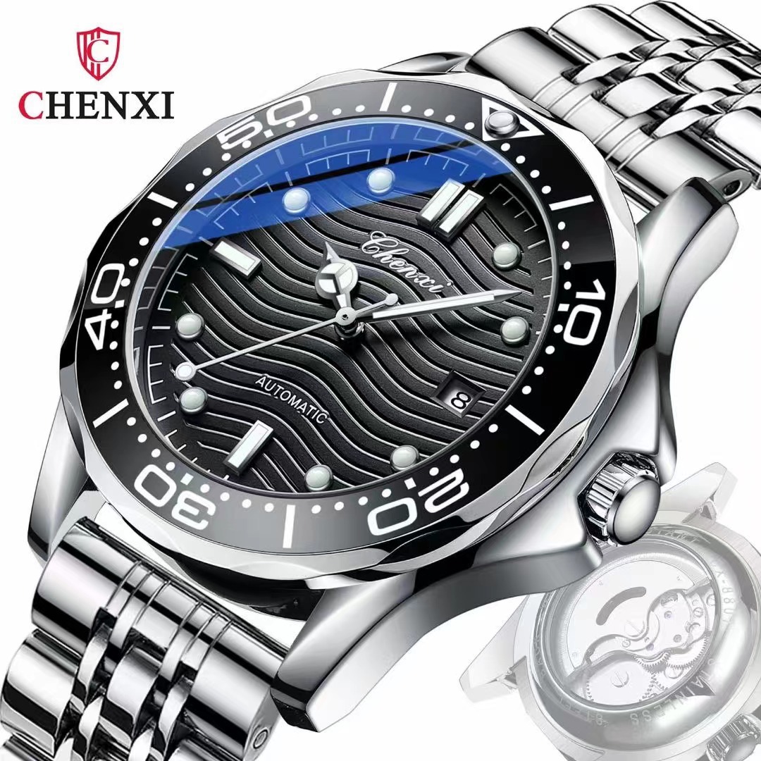 CHENXI Haima Same Mechanical Watch Calendar Luminous Waterproof Men's Watch Cross-border Explosion Automatic Mechanical Watch Men's