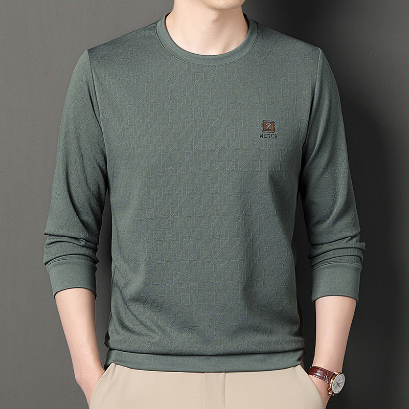 2024 Autumn Long Sleeve T-Shirt Men's Base Shirt Men's Fashion Trendy Crew Neck Sweatshirt for Young and Middle-Aged Men Wholesale