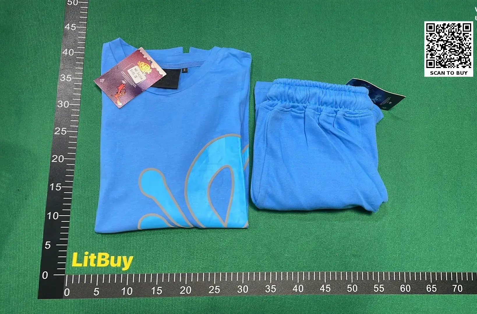 LitBuy Blue Graphic T-Shirt and Shorts Set