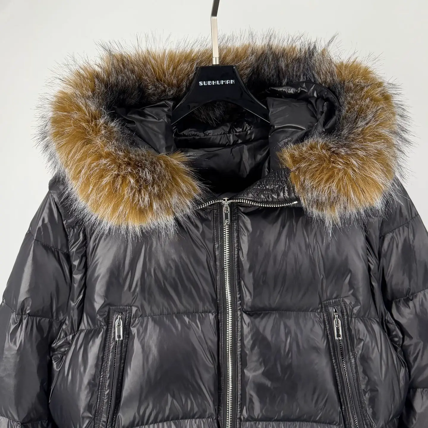 Yi Mengling's Same Style Detachable Sleeves Short Slim Fit Fur Collar Hooded Self-Designed Dark Style Duck down Jacket