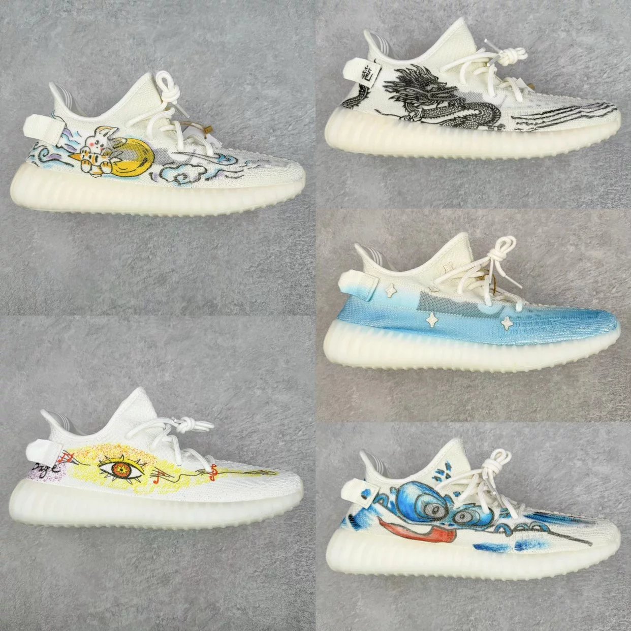 Yeezy350椰子鞋潮鞋真爆米花跑步鞋休闲运动情侣鞋Boost 350 V2涂鸦定制系列