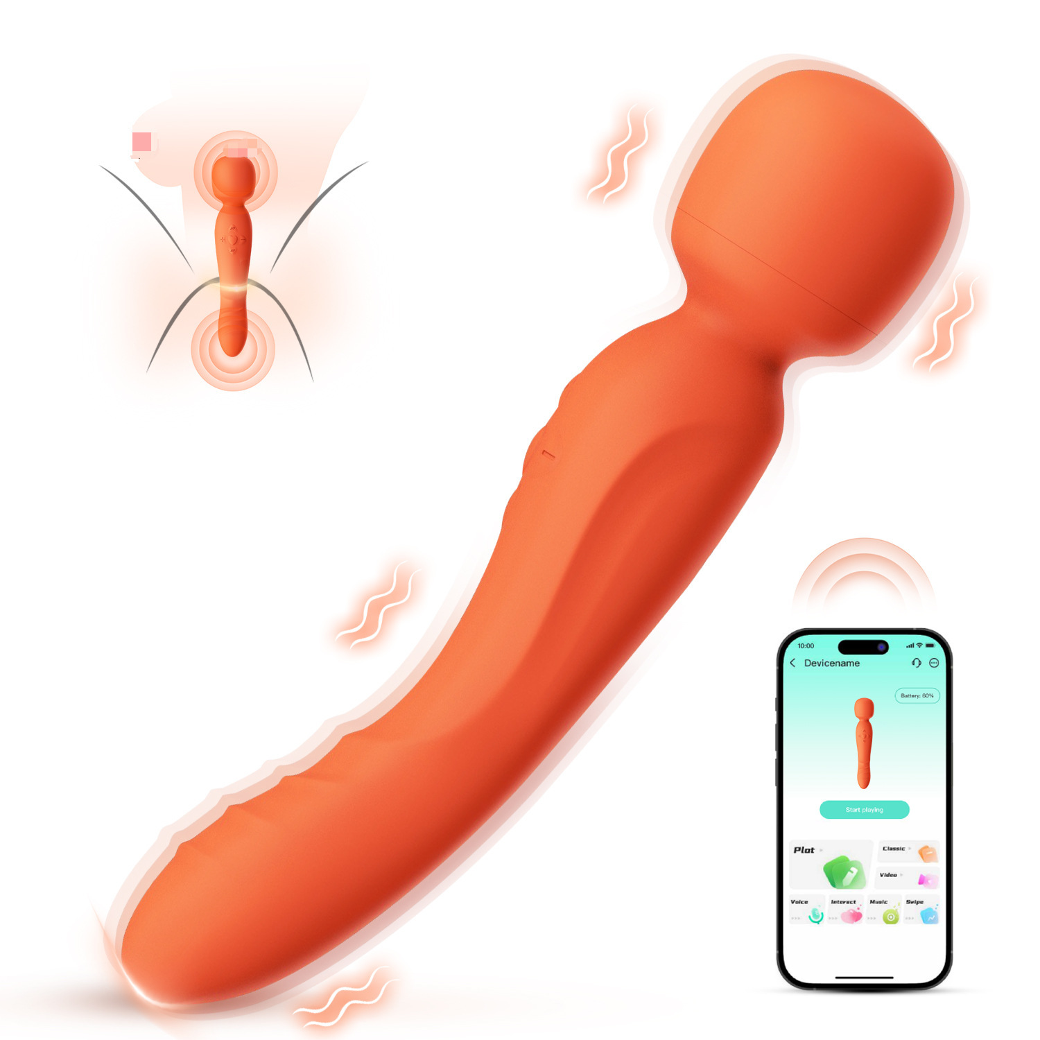 Cross-Border Female App Vibrating Wand Electric Double-Headed Masturbation Stick Sex Toy Clitoral Stimulator Double-Headed Av Wand Wholesale