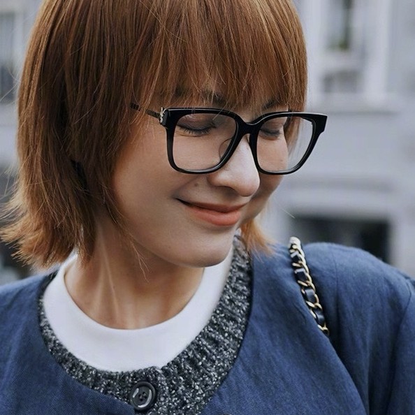 Park Chae-Young Rose Same Style Black Frame Glasses Slm480 Women's Retro Plain Prescription Eyeglass Frame Bc-2042