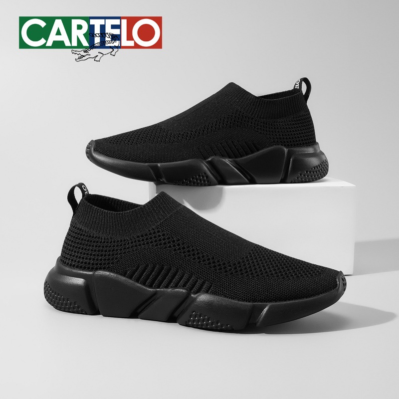 Cardile Crocodile Casual Shoes for Men 2025 New Style Comfortable Fly-Knit Slip-On Lightweight Soft-Soled Walking Thick-Soled Shoes