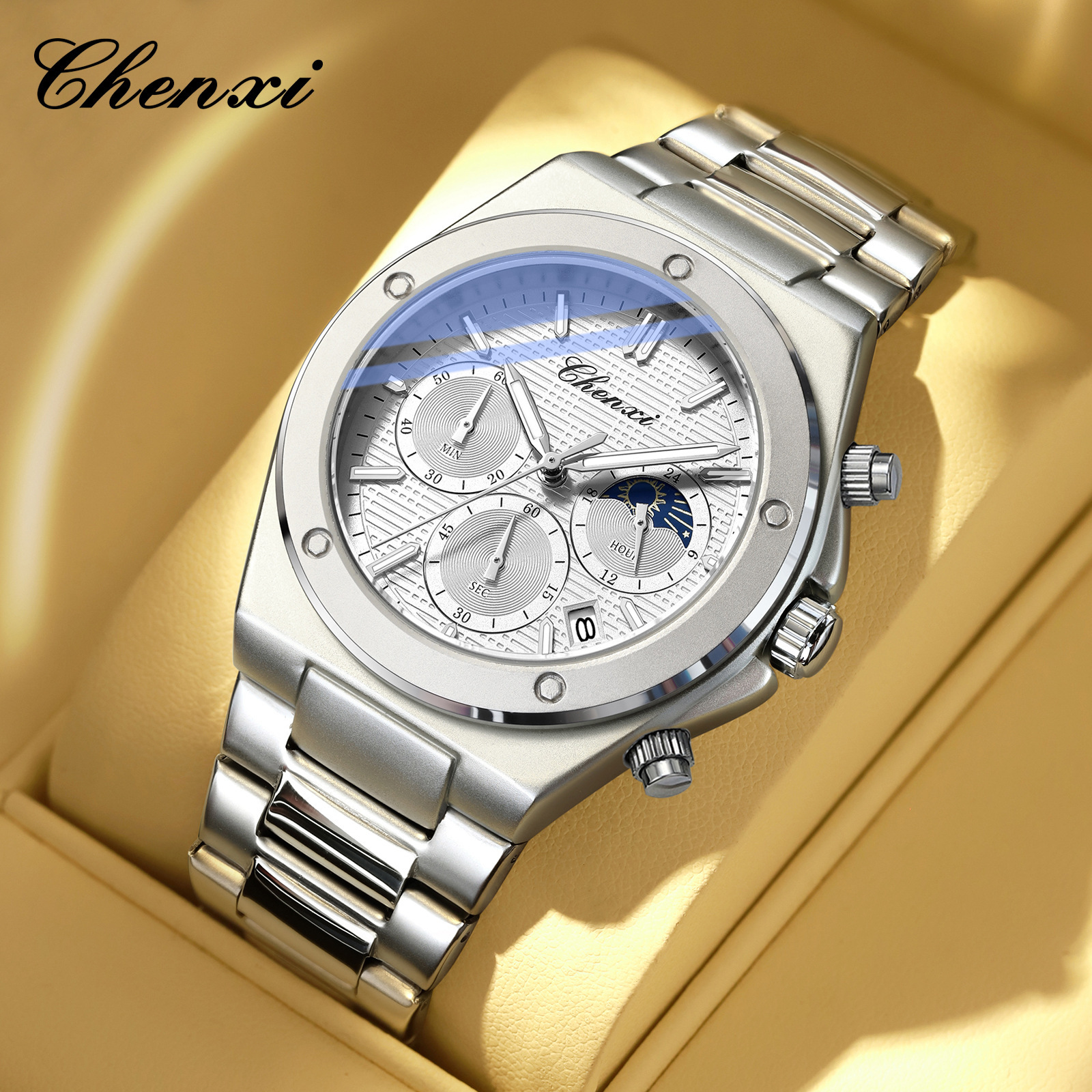 Chenxi High-End Business Men's Multifunctional Watch, Cross-Border Hot-Selling Model, Calendar, Luminous, Waterproof Wristwatch, Fangsheng Watch