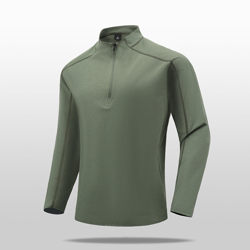 Outdoor Sports Running Fitness Cross-border Quick-drying Clothes Half-zipper Men's Fashion Breathable Elastic UV-proof Sweat