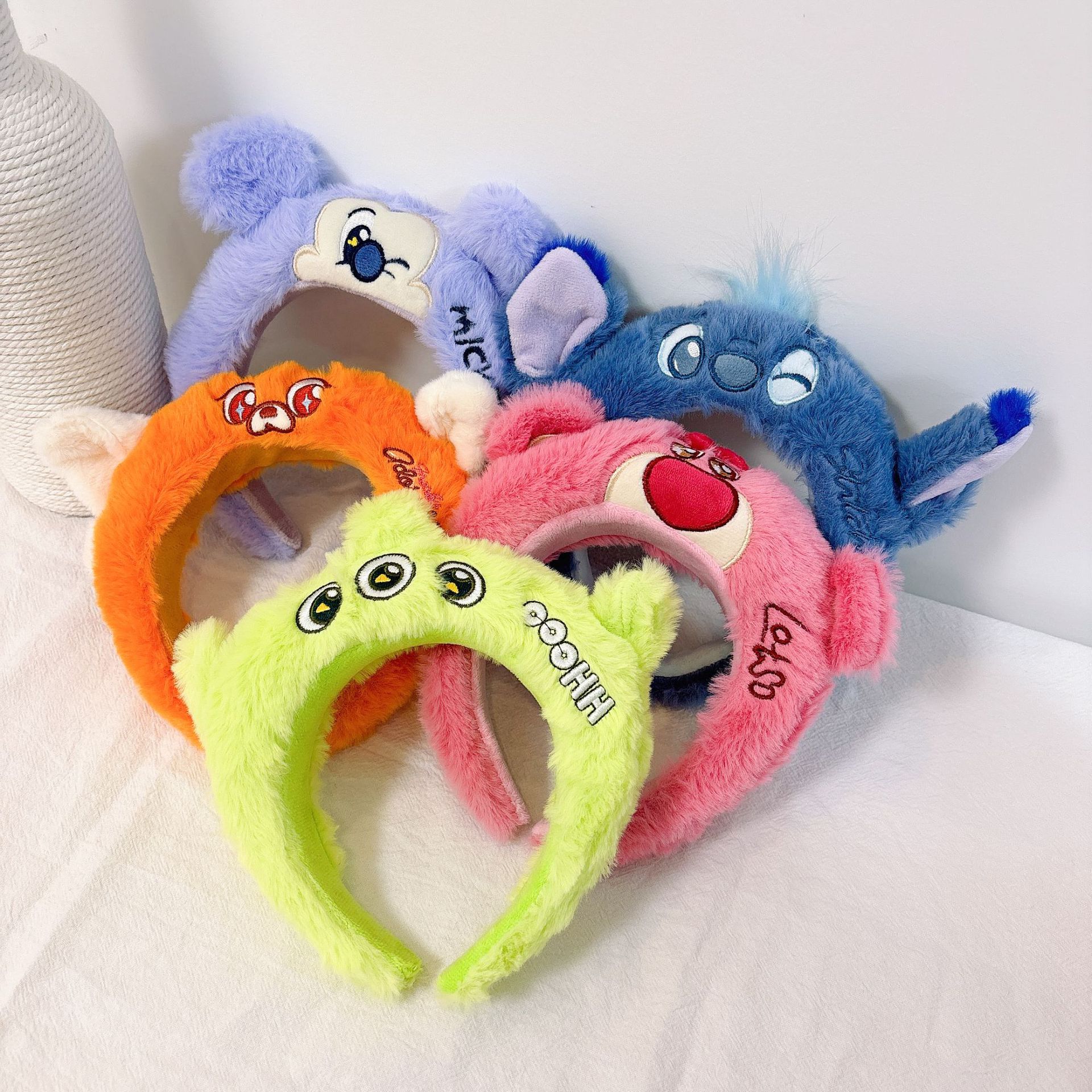 Cute Stiffy Headband Plush Strawberry Bear Three-eyed Mickey Mouse Cartoon Headband Wash Face Photo Performance Headwear