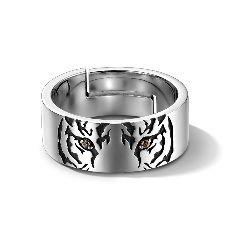 Hua You Le Tiger Ring Men's and Women's Fashion Brand Natural Life Tiger Niche Single Retro Cold Style Personality Live Open Ring
