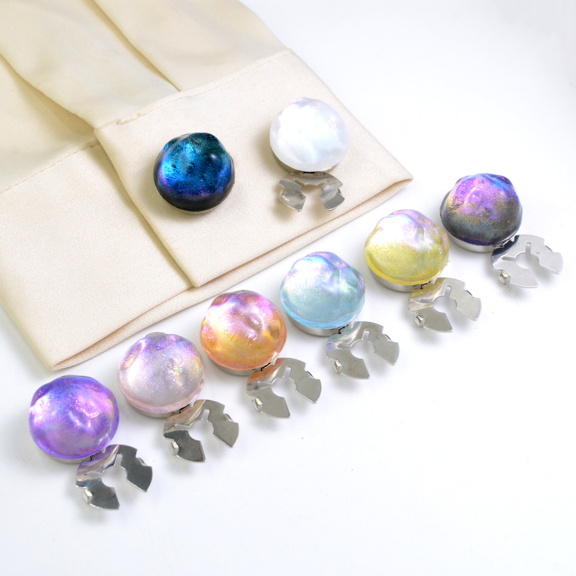 Button Cover Colorful Starry Sky Fantasy Water Ripple Shirt Cufflink Button Cover Collar Button Diamond Buckle Button Cover