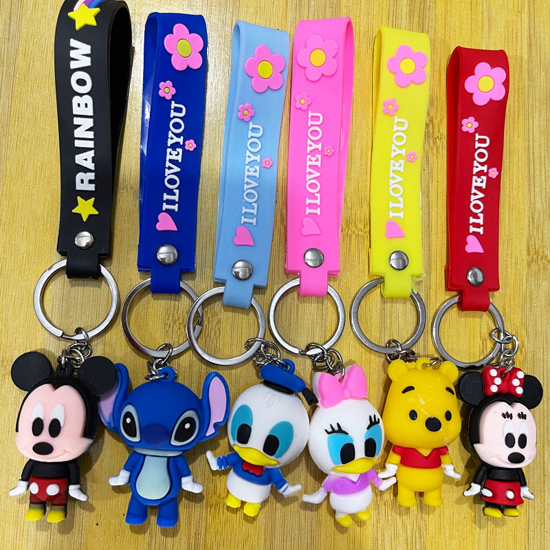 Creative New Mickey and Winnie the Pooh Cartoon Keychains, Cute Donald Duck Pendants for Men and Women, Car and Bag Accessories