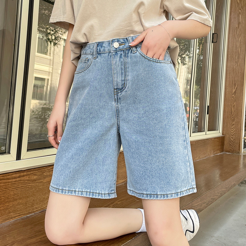 Korean Style Denim Shorts, New Summer Design, High-Waisted, Loose-Fitting, Casual Wide-Leg Women's Shorts