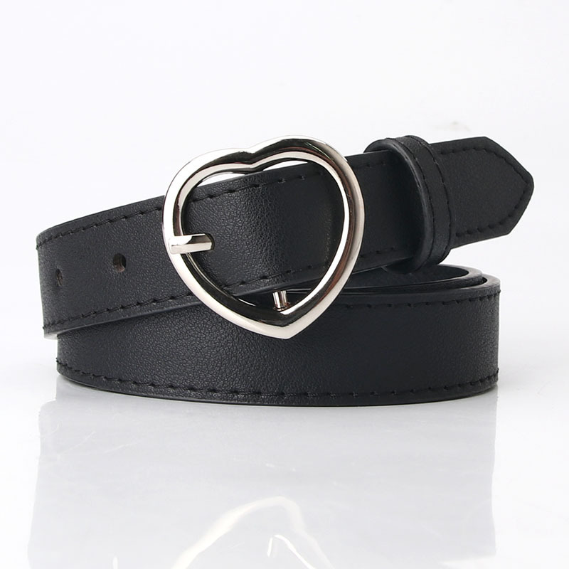 Women's Belt Simple All-match Jeans Decorative Belt Women's Clothing Matching Belt Heart-shaped Alloy Pin Button for Hair