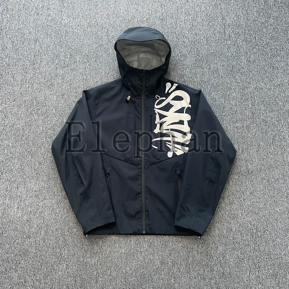 Synaorchy Long-Sleeved Windbreaker Sports Casual Loose Top with Sleeves on the Back, Black and Gray, Celebrity Style