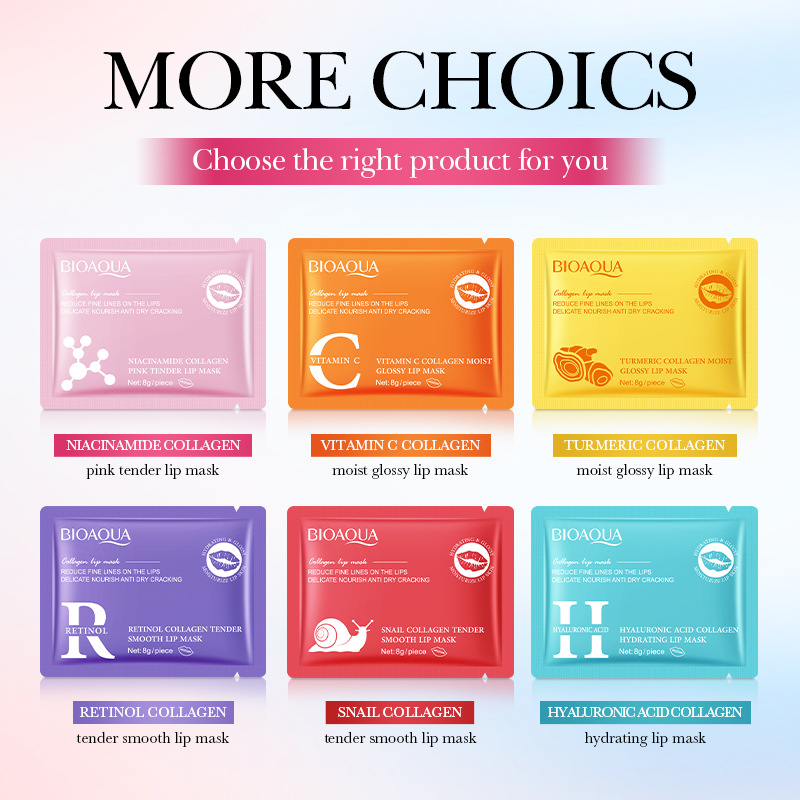 All-English Collagen Lip Mask Bioaoua Niacinamide Pink Anti-Chapped Lip Mask Cross-Border Foreign Trade Wholesale