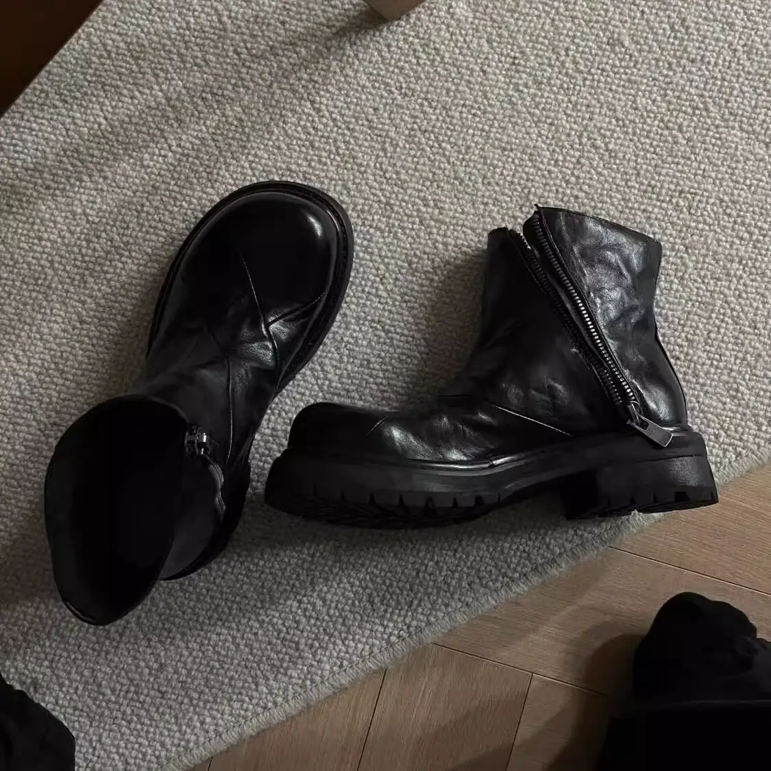Martin Boots for Men, High-Top Casual Motorcycle Boots, Thick-Soled Short Chelsea Boots, Trendy British Style Height-Increasing Boots
