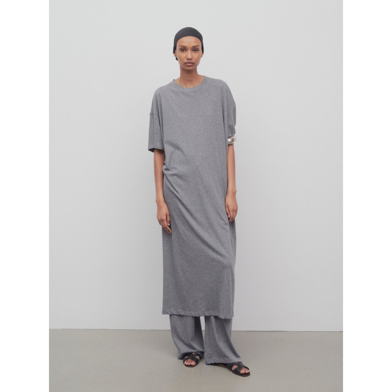 Longmei Lazy Loose T-Shirt Dress 2026 Spring/Summer New Row Style Minimalist Relaxed Round Neck Short Sleeve Long Dress