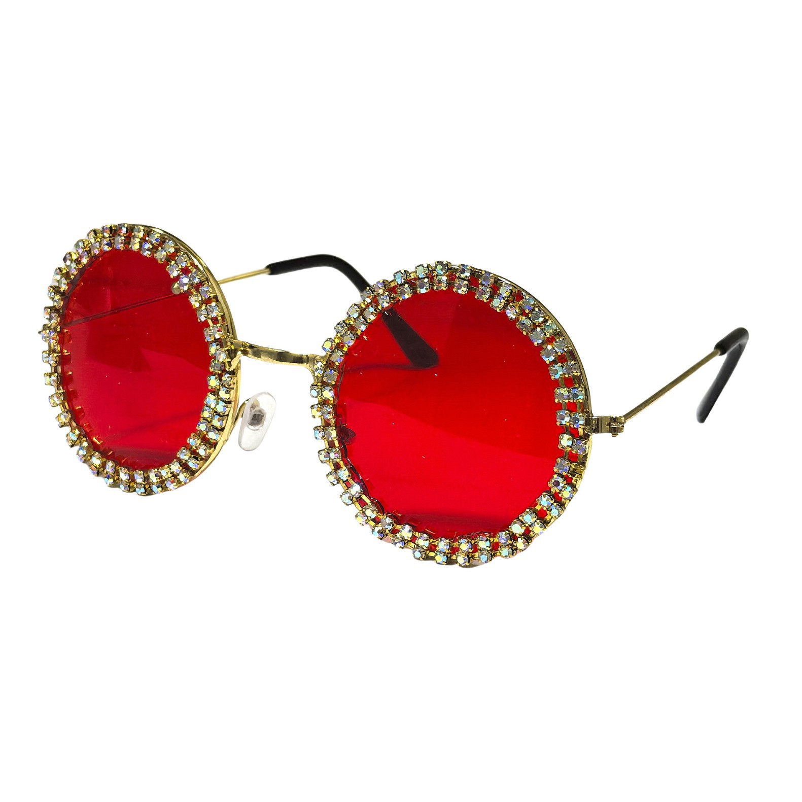 Retro Fashion Round Frame Diamond-Encrusted Children's Sunglasses Sun Protection Uv Protection Sunglasses for Boys and Girls Cross-Border Glasses