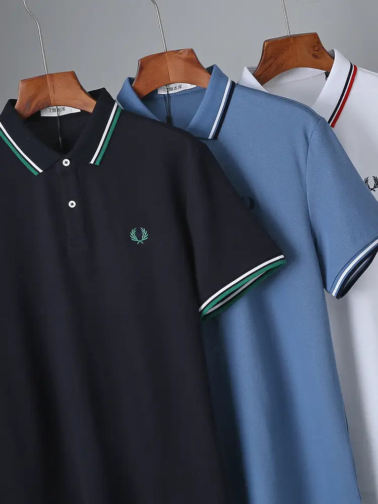 Pearl Cotton Polo Shirt Men's Summer Thin Breathable Sweat-wicking Half-sleeve Loose Casual Lapel Short-sleeve T-shirt Men's T7159