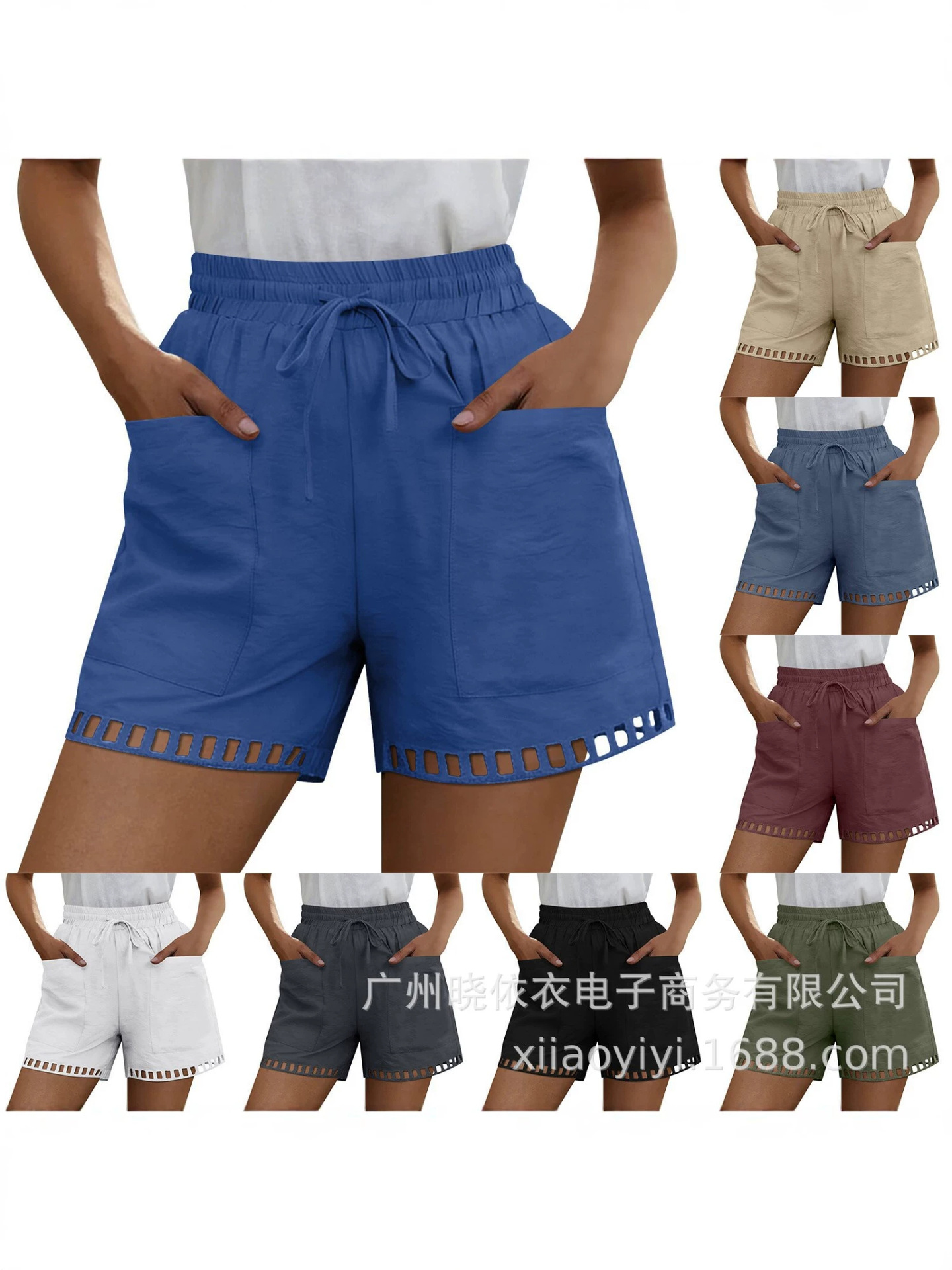 Amazon Cross-Border European and American Foreign Trade Hot-Selling Summer Casual Fashion Elastic Loose Lace-Up Shorts