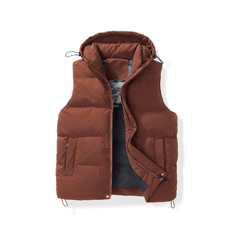 Cross-border 777 autumn and winter warm solid color hooded high quality down cotton vest for men and women a generation of hair