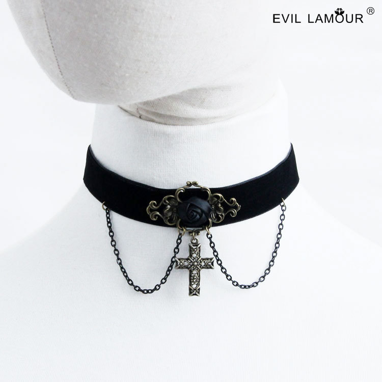 European and American Punk Necklace Women Hip Hop Collar Gothic Cross Necklace Foreign Trade Fashion Jewelry JL-241
