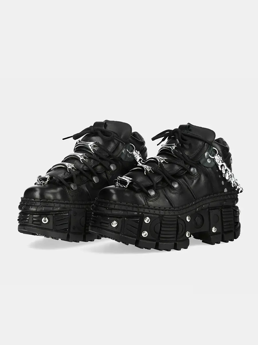 Heavy Metal Tank Bottom Small Leather Shoes Razor Decoration Dark Punk High-Top Shoes Heightening Men's and Women's Platform Shoes