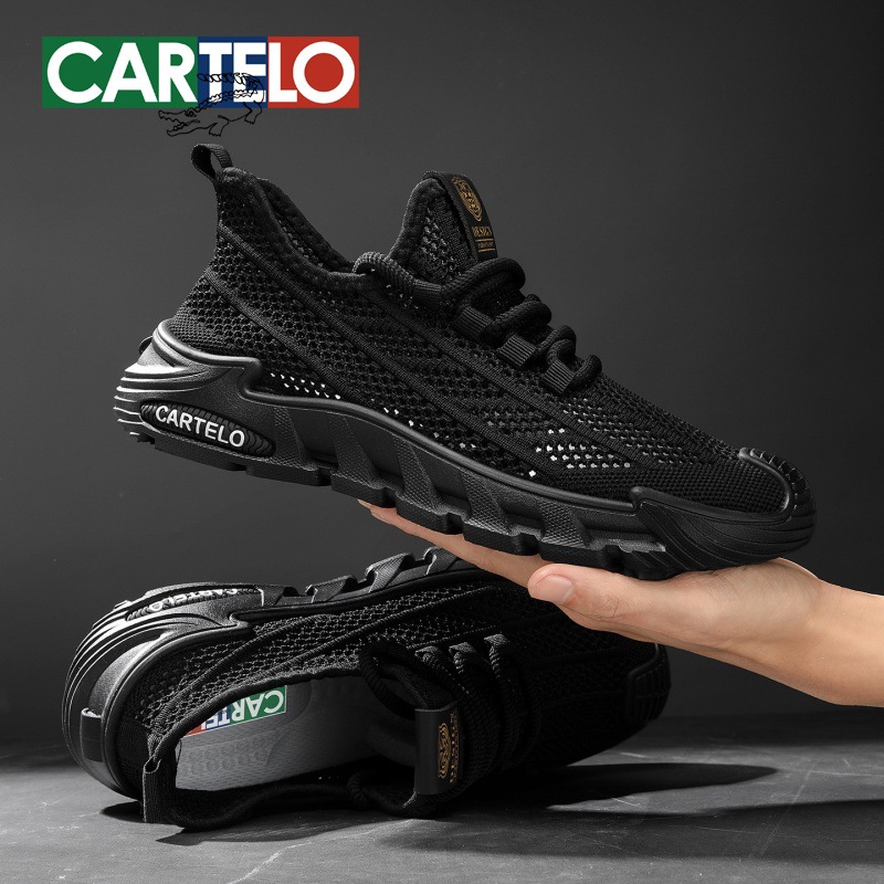 Cartelo Crocodile Men's Shoes 2026 New Spring Hollow Breathable Casual Shoes Comfortable Summer Thick-Soled Mesh Shoes for Men