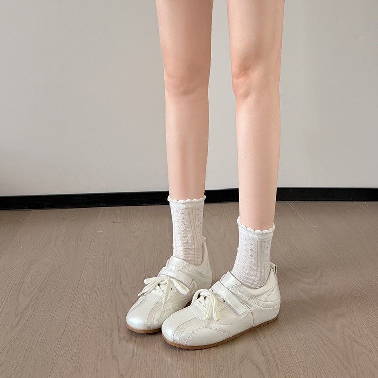 Trainee-Style German Training Shoes with 5cm Hidden Height Increase, Satin Velcro Casual Ballet Shoes for Women, Spring and Autumn Models, German Training Shoes for Outdoor Wear