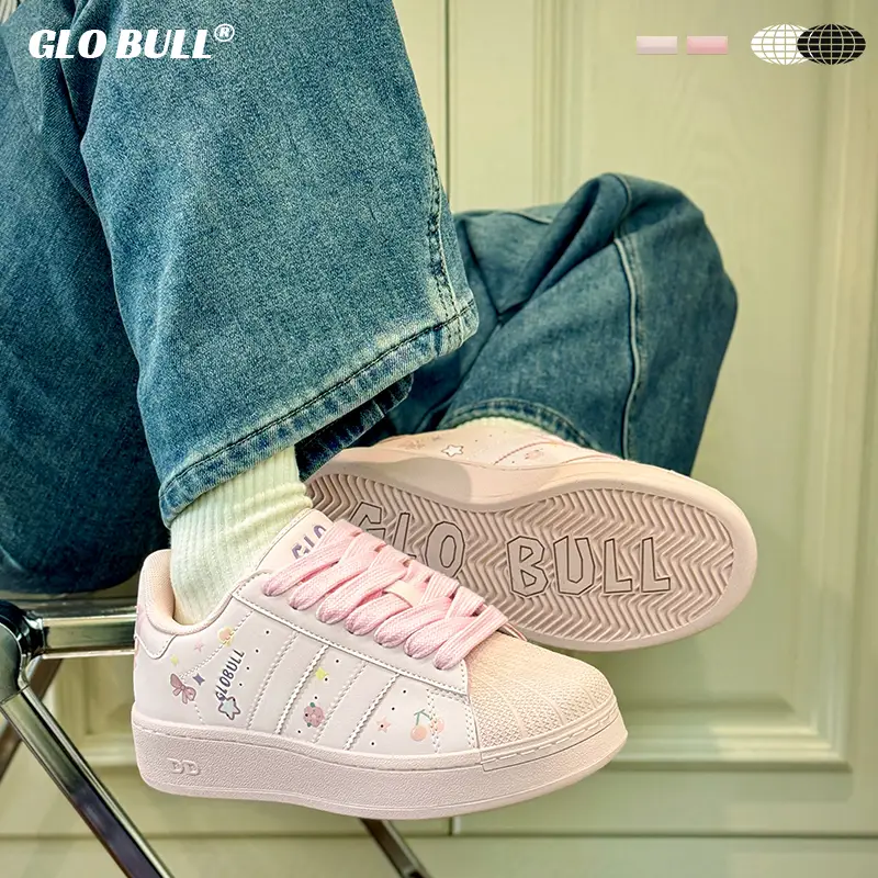 Glo Bull Pink Shell Shoes Super Nice Ins Trendy Versatile Niche Sneakers Casual Shoes Women's 2025 New arrival
