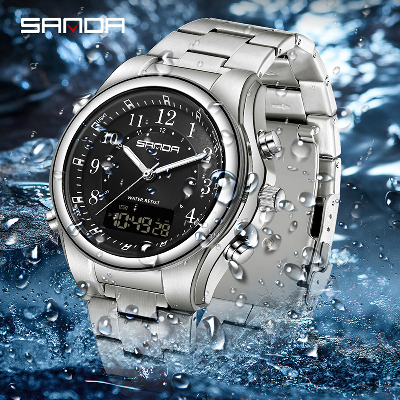 Sanda Live Broadcast Hot Selling Steel Band Watch Men's Multi-Functional Luminous Waterproof Retro Classic Men's Business Quartz Watch