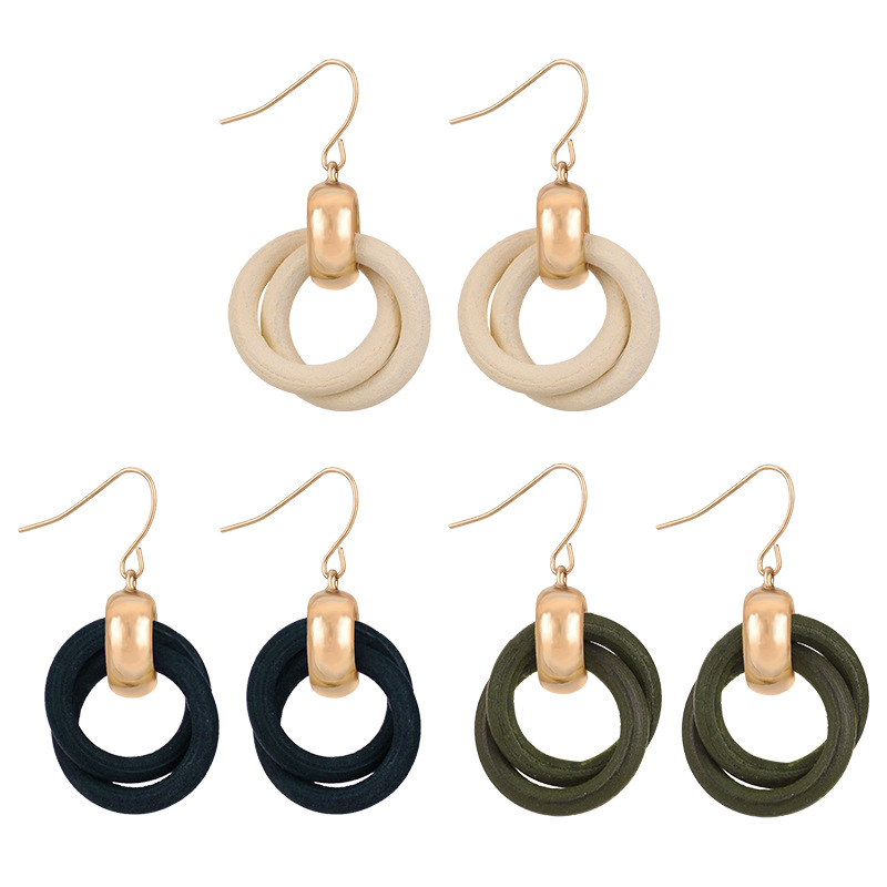 Japanese style earrings female oak double ring earrings simple personality temperament spiral ring earrings fashion popular jewelry wholesale
