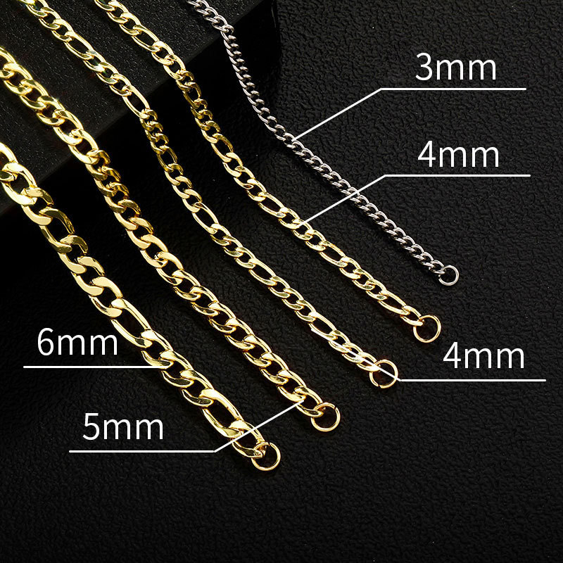 European and American Cross-Border Stainless Steel Nk Figaro Chain Multi-Layer Plated Simple Jewelry Men's Necklace Hip-Hop Cuban Wholesale