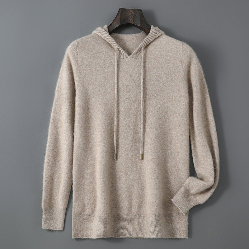 Autumn and Winter New Casual Soft Men's Pure Wool Hoodie Loose Hooded Sweatshirt Knitwear Long-Sleeve Versatile Top QC photo from 1688 on Qualit.ly