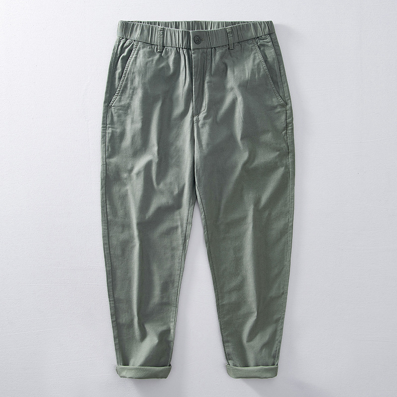 L8215 summer trend overalls casual pants men's cotton loose retro solid color pants men's clothing a generation of hair