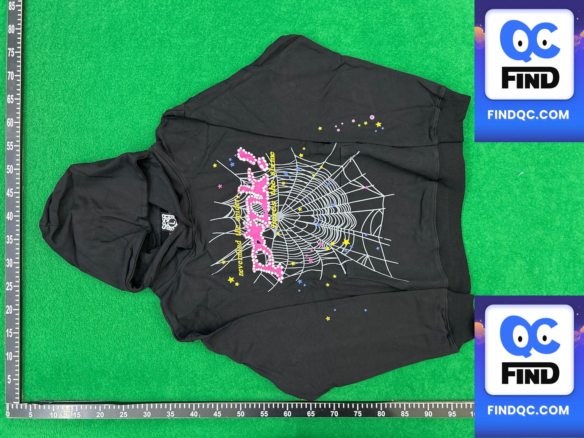 Popular Sp5der 555555 Pink trendy street high weight loose men's and women's hooded hoodie QC