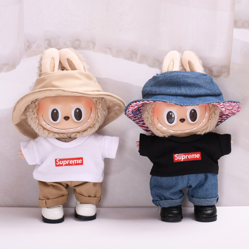 Only clothes] 17cm blind box pull cloth clothes for Labubu vinyl pendant doll casual T-shirt suit