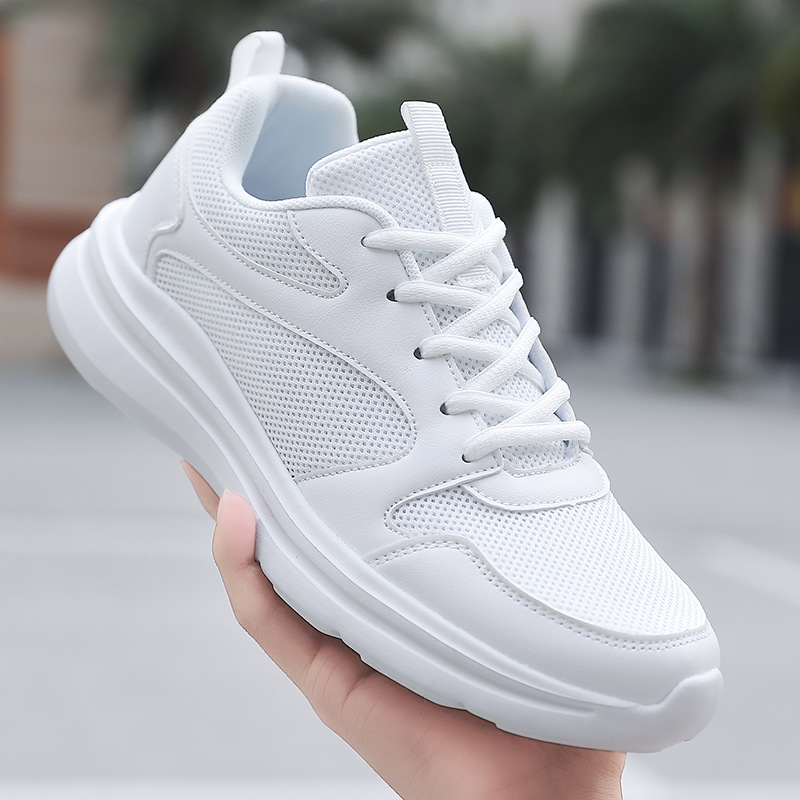 Spring and Summer Men's Shoes, White Sports Shoes, Youth Mesh Breathable Running Shoes, Same Style for Men and Women, Student White Shoes